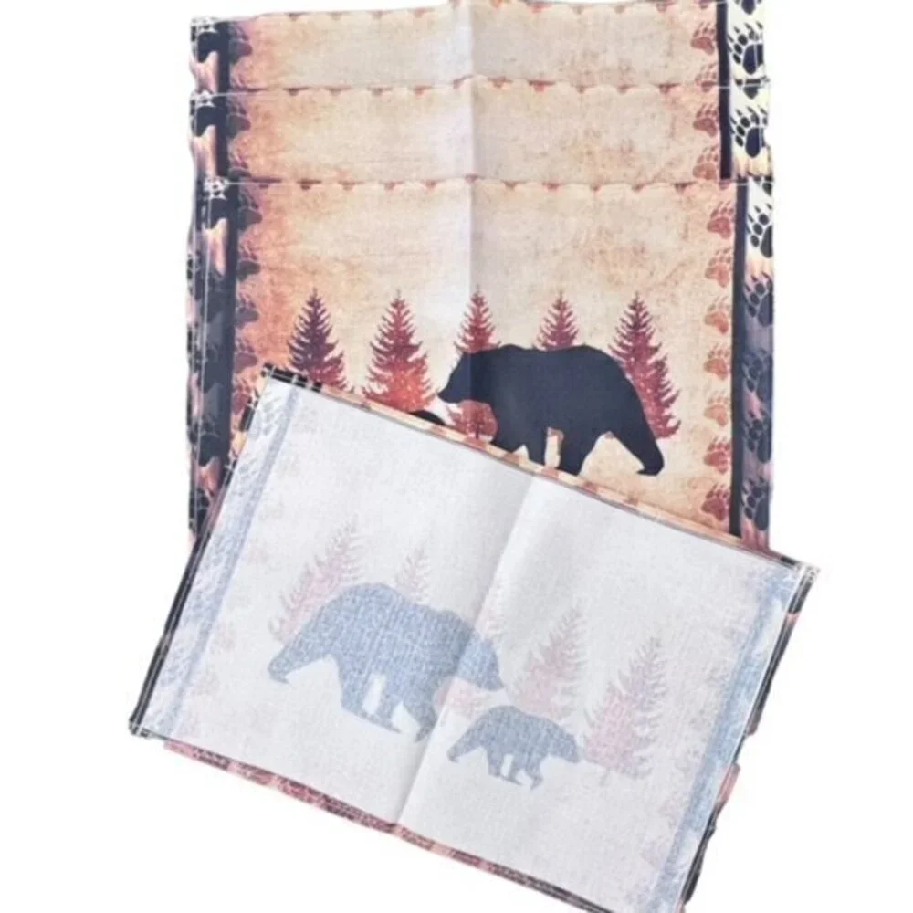 Wilderness Cabin Table Placemats Set Of 4 Brown‎ Black Forest Bears NEW